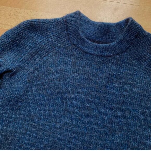 COS Blue Mock Crew Neck Alpaca Wool Blend Pullover Sweater - Picture 6 of 7
